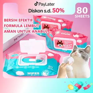 Tisu Basah Kucing Anjing Pet Wipes 80 pcs Tissue Basah Hewan Tisu Basah Kucing