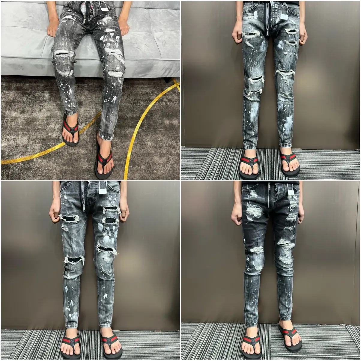 Quần Jean Nam D/2 xám khói khoá lệch New 2025 Menswear Pants Có Túi