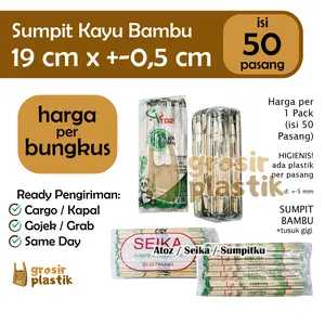 T015 Sumpit Kayu 1 Bks isi 50 Psg + Tusuk Gigi Bambu Pack Higienis Murah - Grosir Plastik