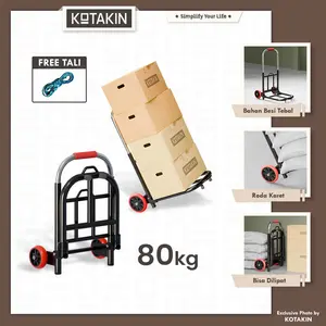 KOTAKIN Troli Lipat Barang 80kg Galon Gas Besi Portable Alat Dorongan Kardus Belanja Roda
