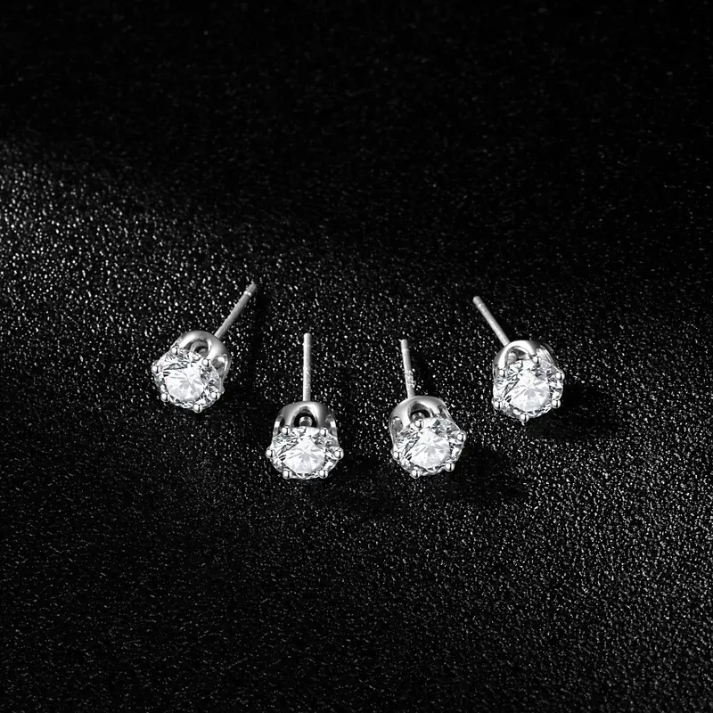 Anting Titanium Laki-Laki dan Wanita Silver Mata1 Cantik GG6 3mm Anti Karat dan Tidak Pudar Earrings Aksesoris Black titsnium warna silver anting-anting pelapis logam tipe 2 tittanium 1