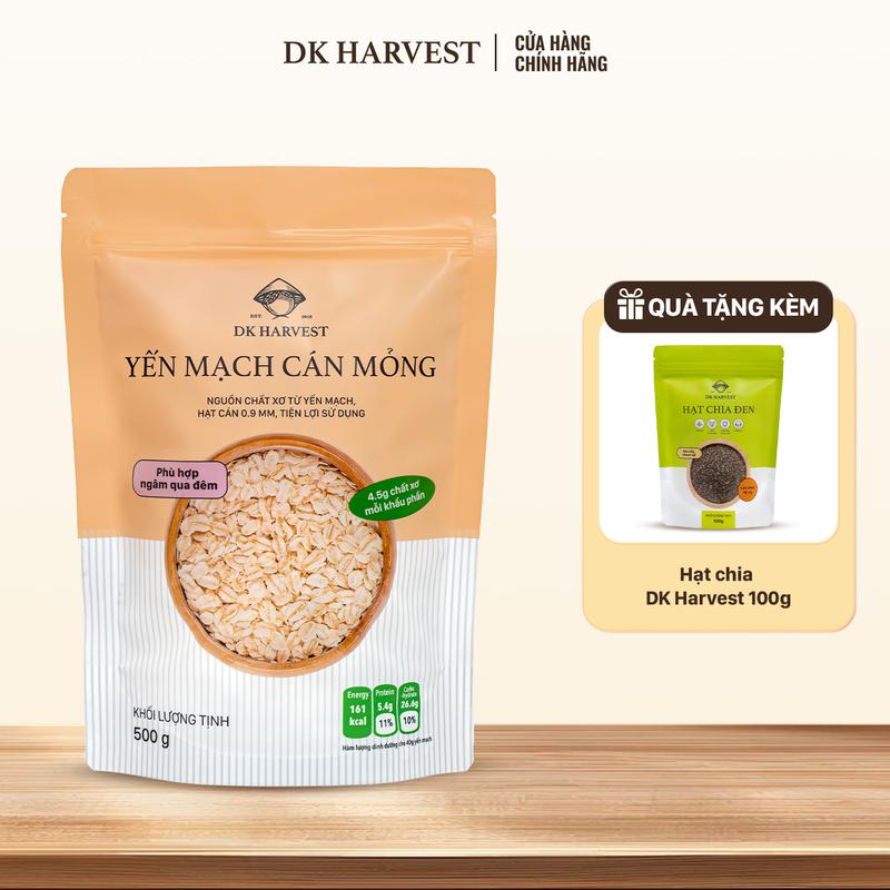 Yến mạch cán mỏng/ cán vỡ (Rolled Oats/ Quick Oats) DK Harvest, nhập khẩu Úc, yến mạch cán dẹt 0.9mm, dùng ngâm qua đêm ăn sáng, eatclean