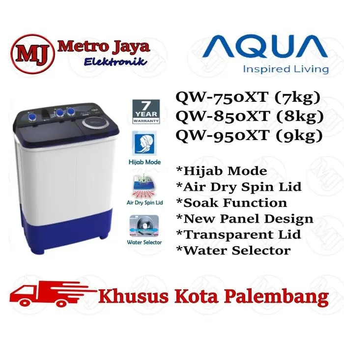 Mesin cuci 2 tabung Aqua Sanyo 9kg QW-950XT 0