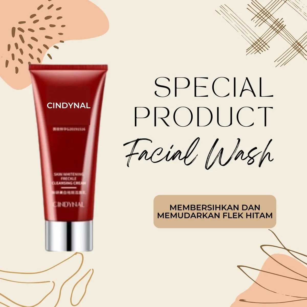 Cindynal Facial Wash Pembersih wajah untuk Mencerahkan dan Membersihkan Kulit Facial Foam Cleanser Pencuci Muka kahfuntukbruntusan