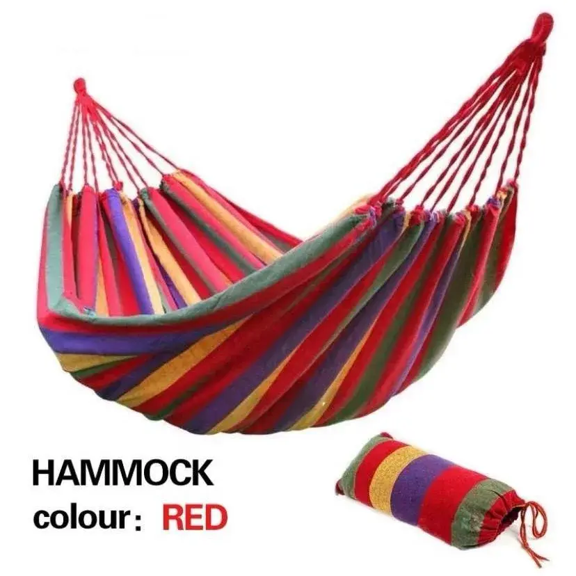 Portable Thickened New Hammock; Outdoor Camping Hammock with Cotton Rope Canvas Storage Bag