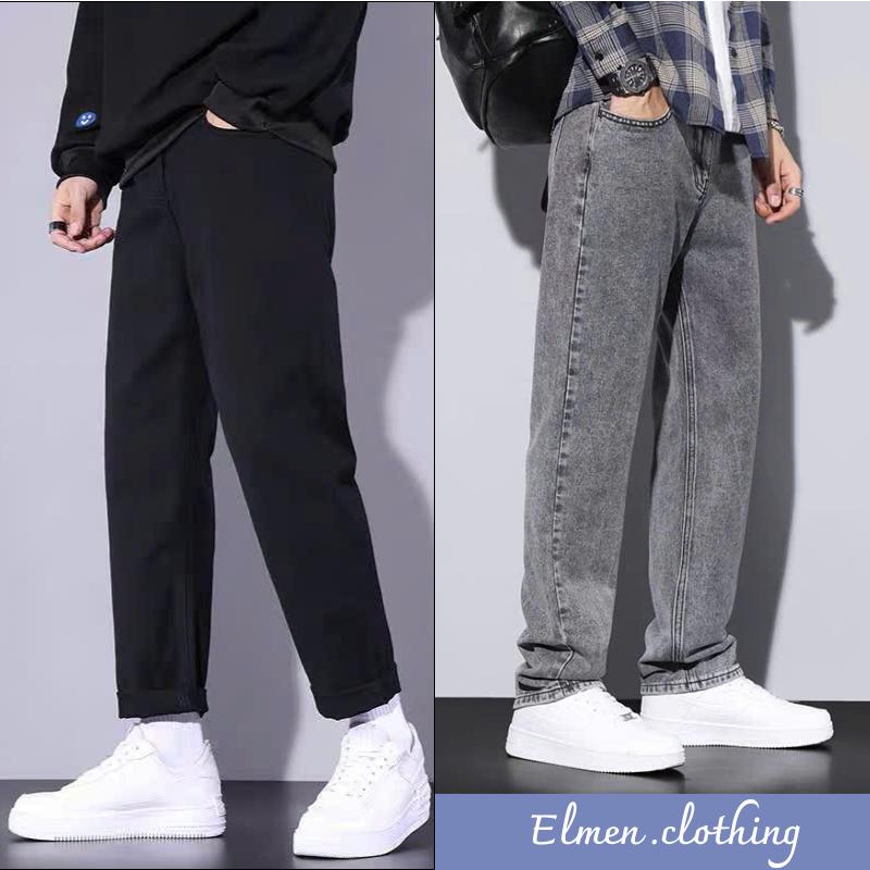 Quần jeans nam 2025 form baggy ống đứng 4 màu đen xanh xám,xanh đậm chát jean denim Menswear Pants Có Túi Ong