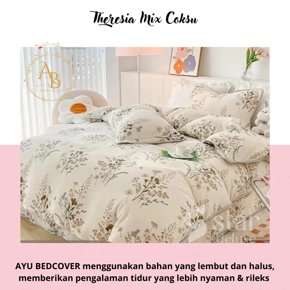 Bed Cover Set Sprei Motif Theresia x Coksu 90x200 - 200x200 - Ayu Bedcover