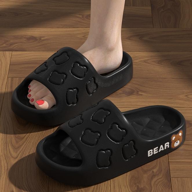 Dép Lê Unisex FQQ Phong Cách Hàn Quốc Thiết Kế Gấu Hoạt Hình Dễ Thương Thích Hợp Sử Dụng Trong Nhà Và Ngoài Trời Không Trơn Trượt Lý Tưởng Cho Mùa Hè Slipper DéP Nam Cao Su Đồng Đế Bằng Nhung