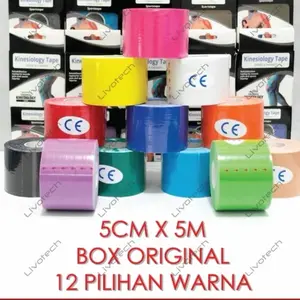 Kinesio tape original kinesiology tape perban elastis untuk semua atlet olahraga size 5cm X 5m