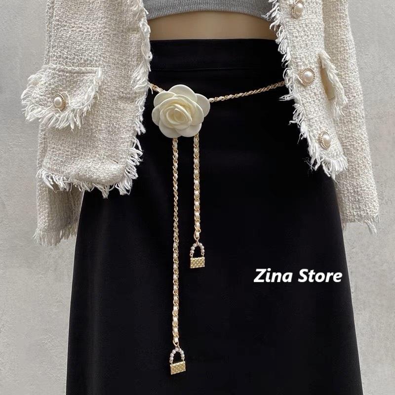 Thắt lưng dây xích mặt hoa trà thanh lịch thời trang cho nữ