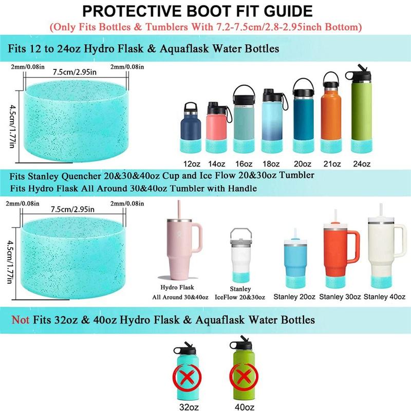 Fashion Silicone Bottle Bottom Sleeve Anti-Slip Heat Insulation Water Bottle Pad Cup Accessories Glitter Protective Case for Stanley 12-24oz 2