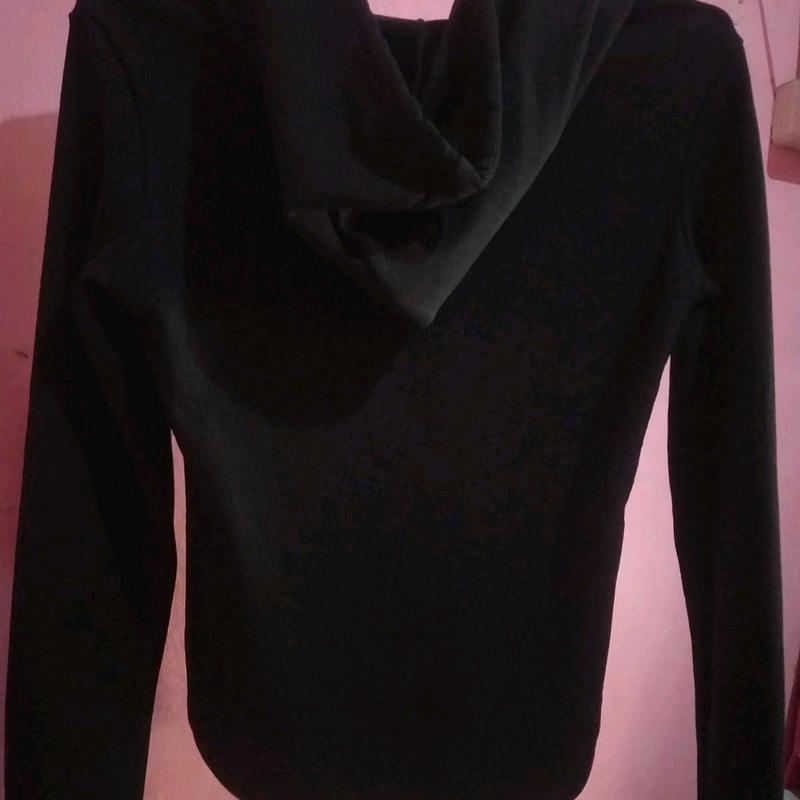 Jaket halzip hitam kupluk wanita korean style 3