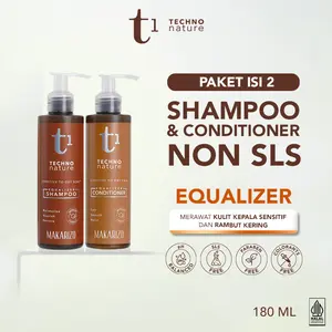 PAKET ISI 2 Makarizo T1 Techno Nature Equalizer Shampoo & Conditioner 180 mL - Shampo Conditioner Non SLS / Sampo Conditioner / Gentle Shampoo Conditioner / Paraben Free / No Sulfat / Hair Care Hair Treatment Perawatan Rambut / Haircare