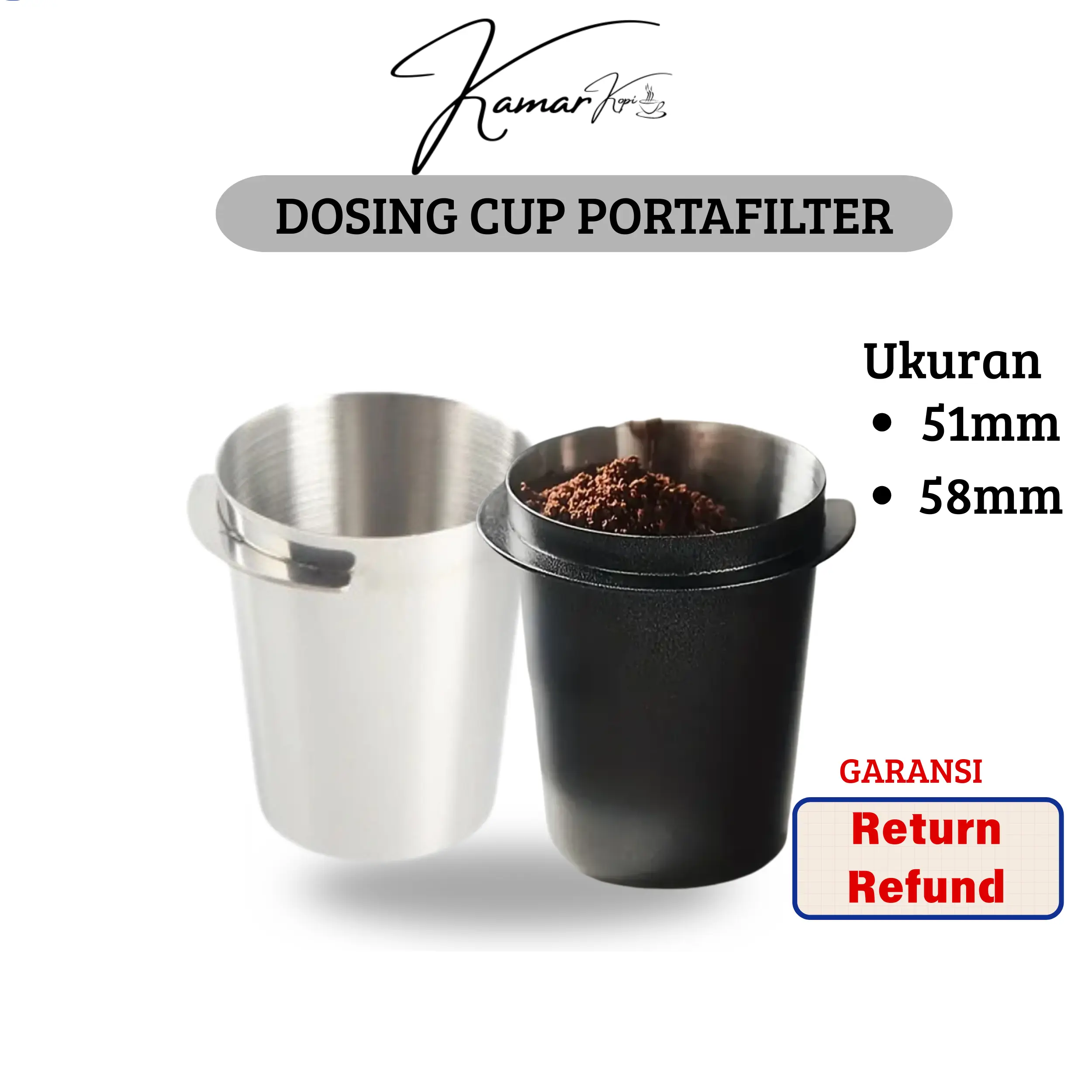 Kamar Coffee Dosing Cup Portafilter Espresso Machine Stainless Steel 51mm 58mm