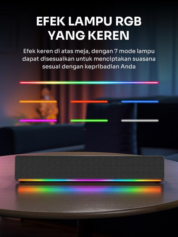 Robot RB680 Speaker Bluetooth RGB Lightshow Bluetooth Soundbar Speaker 10W Dual Channel Stereo 4 Speaker USB Micro SD Card Aux 3.5mm 4