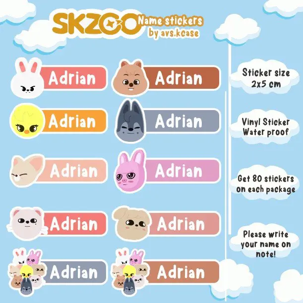 SKZOO Stray Kids Sticker nama WATERPROOF 0
