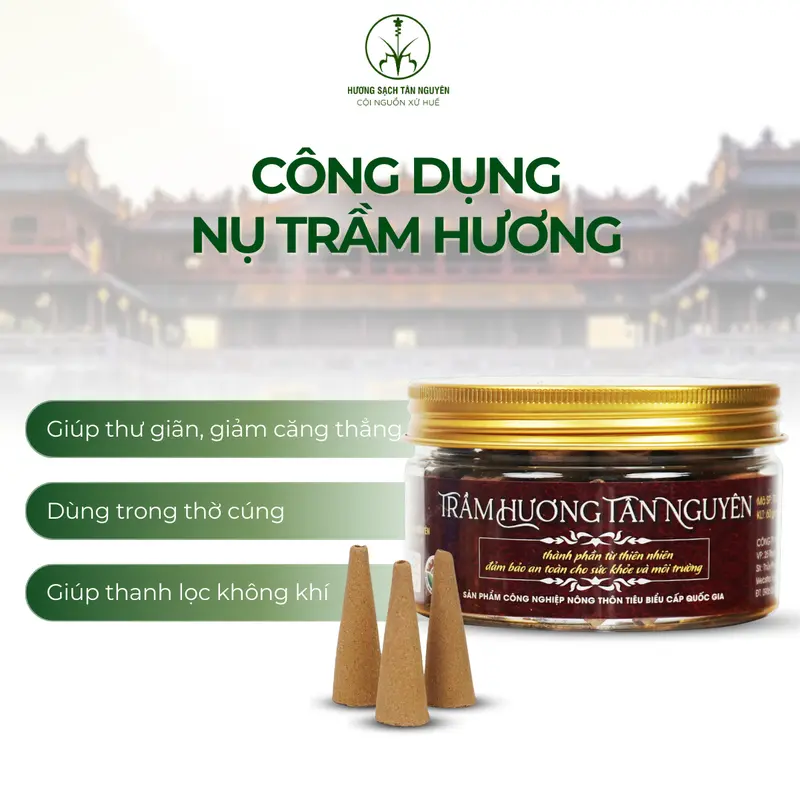 [TẶNG LƯ XÔNG GỐM] Nụ Trầm Hương Tân Nguyên Hộp Nắp Nhôm 40 Viên, Trầm Sạch Huế Nguyên Chất Tự Nhiên OCOP 4 Sao - Thơm Tự Nhiên, Thư Giãn, Xông Phòng, Dùng Cúng, Thiền, Khử Mùi, Thanh Lọc Không Khí, Dễ Ngủ, Tĩnh Tâm, Khử Ẩm Mốc, Dầu Thơm Phòng 1