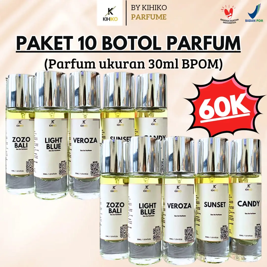 [10 BOTOL] Kihiko Parfum Bpom Paket 10 Botol 35ML  Eau De parfum - Ready Banyak Aroma