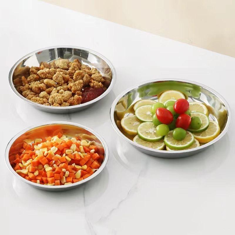 【SUPER HEMAT】Piring / Mangkuk Ceper Korea Stainless Round Plate Model Mewah Tebal Dan Higienis Asli SUS 304  Grade 16-28cm 7