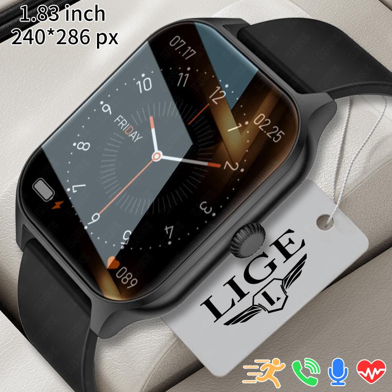 LIGE Smart Watch Men Women 1.83 Inches Full Touch Screen Bluetooth Call Waterproof Custom Wallpaper Sports Smartwatch Jam Tangan Pintar Alarm Device