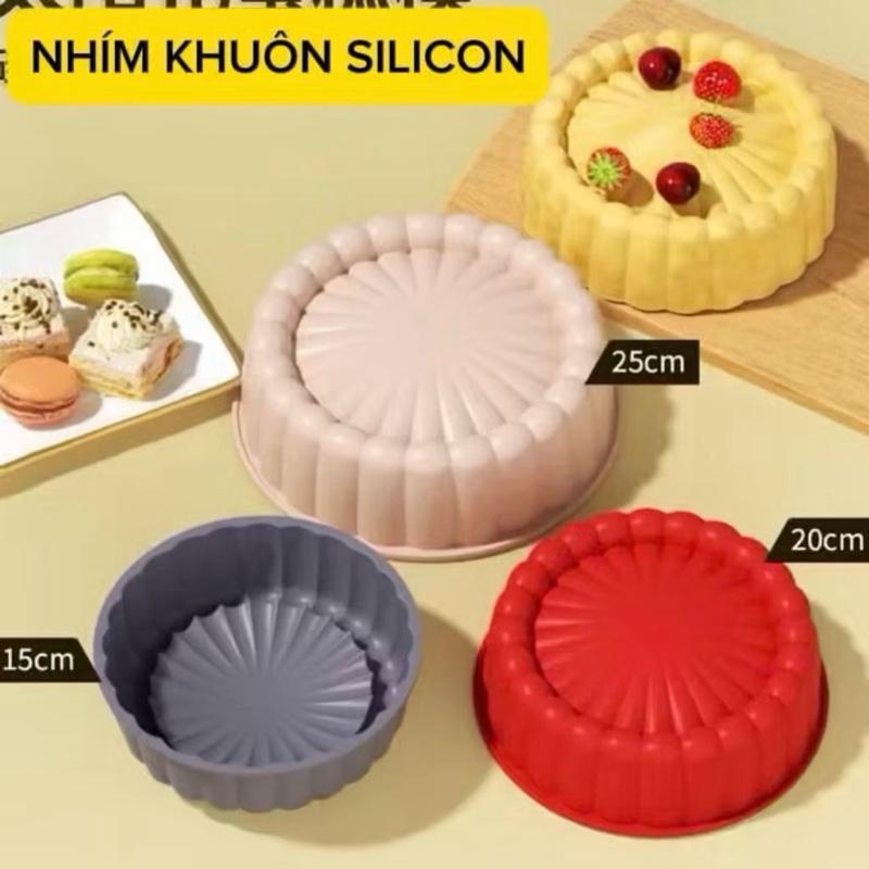 NHÍM KHUÔN SILICON ĐẾ BÁNH 7,15,20,25CM TRÒN TRỤ MẶT TRỜI LÀM BÁNH CHARLOTTE KHÚC BẠCH RAU CÂU SINH NHẬT XÔI THÔI NÔI