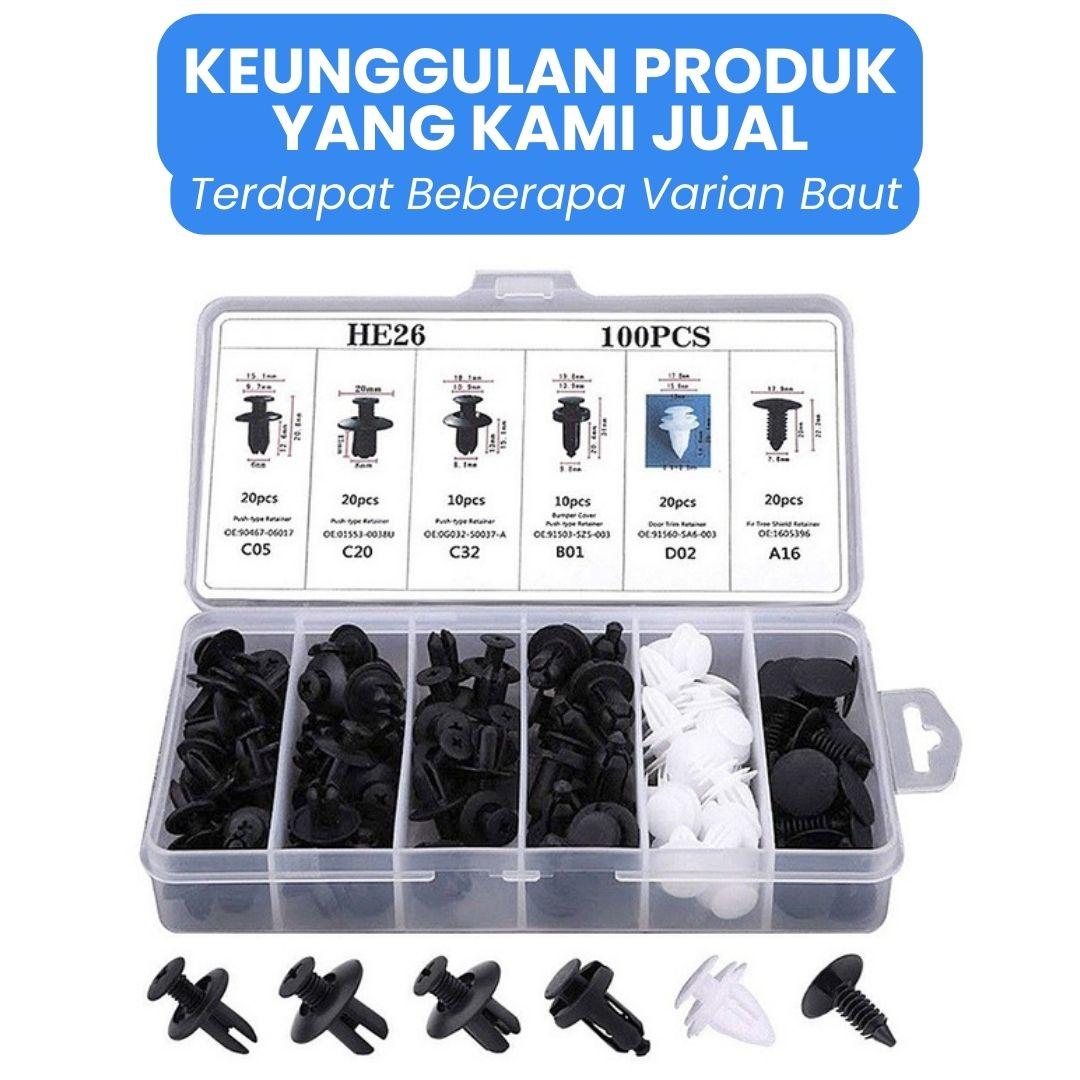 Promo Paket 100pcs Baut Klip Rivet Pengencang Kancing Panel Interior ...