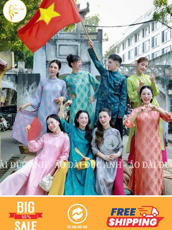 Áo Dài Gấm Thọ Dơi Dáng Xuông Tay Loe vải mềm mại thướt tha đủ 9 màu sắc hot trend mặc Tết 2025 đi chơi đi tiệc đi du xuân đều hợp