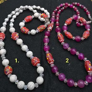 kalung dan gelang kombinasi batu,kristal dan manik dayak A