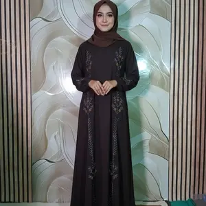 CSC - Gamis Abaya Alesya Muslim Terbaru Bahan Sabrina Anti UV Aksen Manik Manik Cantik