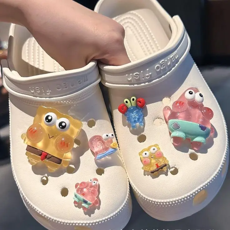 Crystal SpongeBob Shoe Charms for Crocs Boys and Girls Cartoon Shoe Decorations Creative DIY Slipper Decorations