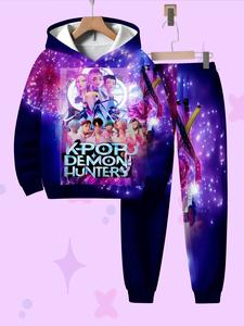 Conjunto de sudadera con capucha para niñas de la Escuadra de Brujas 3D, ropa casual para exteriores, tela de poliéster transpirable, moda de primavera y otoño