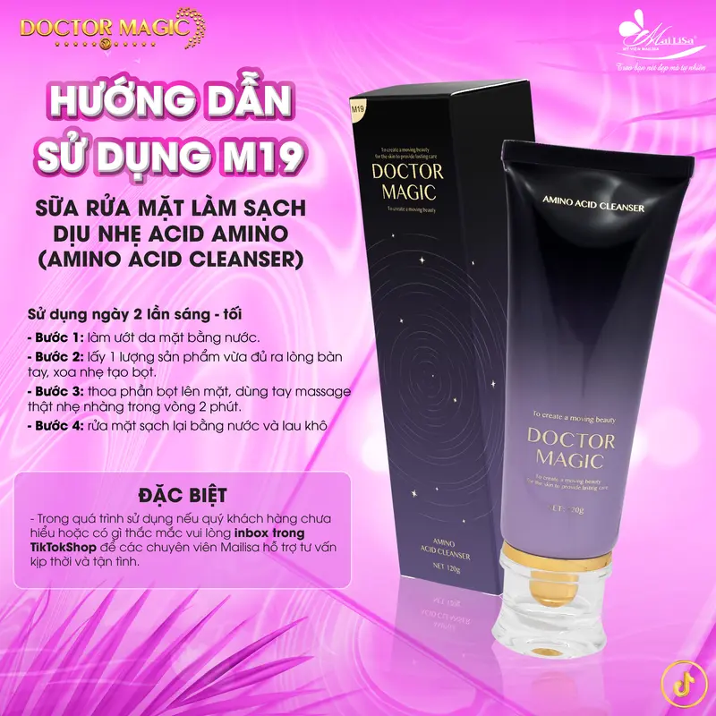 M19 - Sữa Rửa Mặt Làm Sạch Dịu Nhẹ Acid Amino Doctor Magic - Amino Acid Cleanser - 120g - Skincare 2
