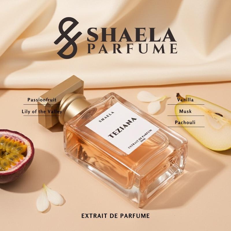 Shaela Parfume - Teziana Extrait Parfume Pria Wanita Best Seller 30ml Aroma Fruity Tropis Manis Sensual Tahan Lama 48 Jam dengan Top Notes Passionfruit Peach Pear Cassis Parfum