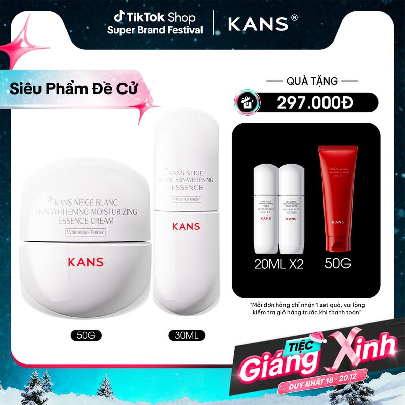 Combo Kem Dưỡng Ẩm Hỗ Trợ Dưỡng Sáng Da KANS Neige Blanc Skin-Whitening Hydrating Cream 50g và Serum Dưỡng Ẩm Hỗ Trợ Dưỡng Sáng Da KANS Neige Blanc Skin-whitening Hydrating Serum 30ml