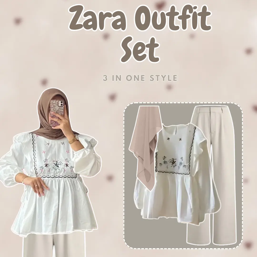 1 Set 3 In 1 OOTD Outfit Remaja Kekinian (Narika Shirt Hijab Bella Square Celana Jennie Knit) DSD162 Atasan Wanita