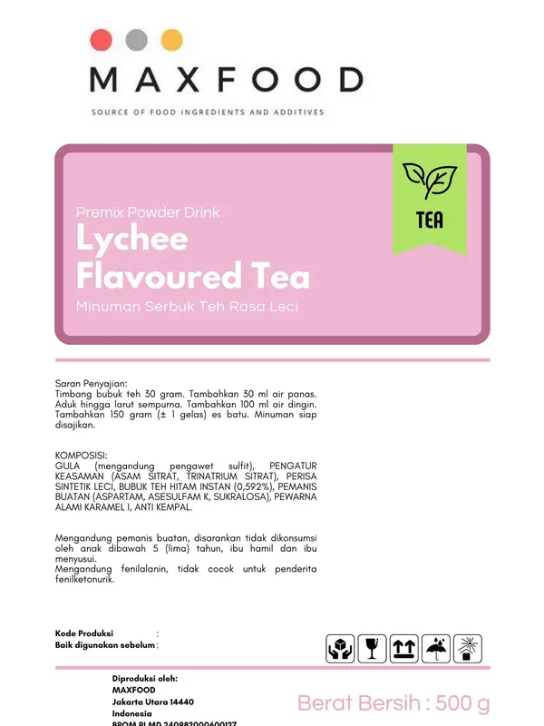 MAXFOOD - Lychee Tea Powder  Drink / Bubuk Teh Rasa Leci 500 GR 1
