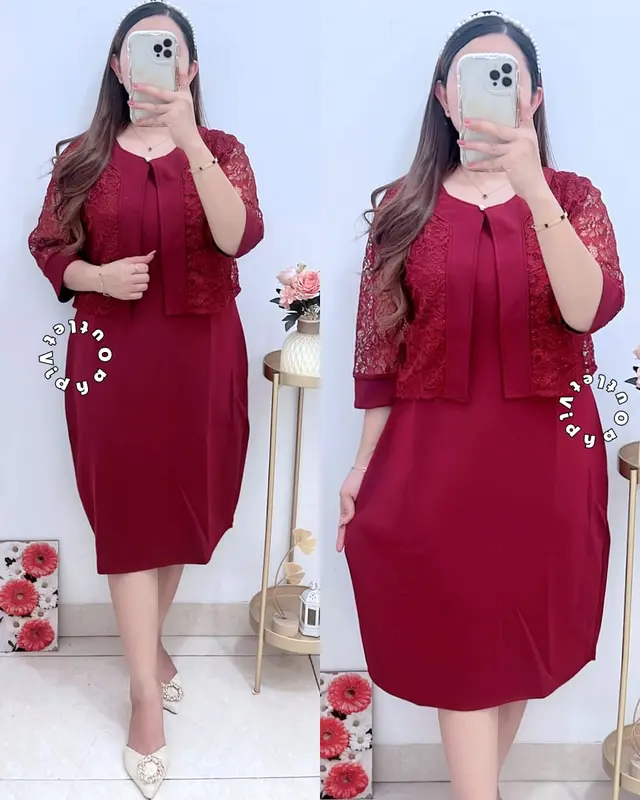 Dress Scuba - Pakaian Natal - Dres Pesta Wanita 5