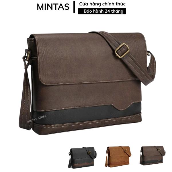 Cặp da công sở nam đeo chéo lịch sự, sang trọng đựng ipad, vừa laptop 13 inch. MINTAS N2
