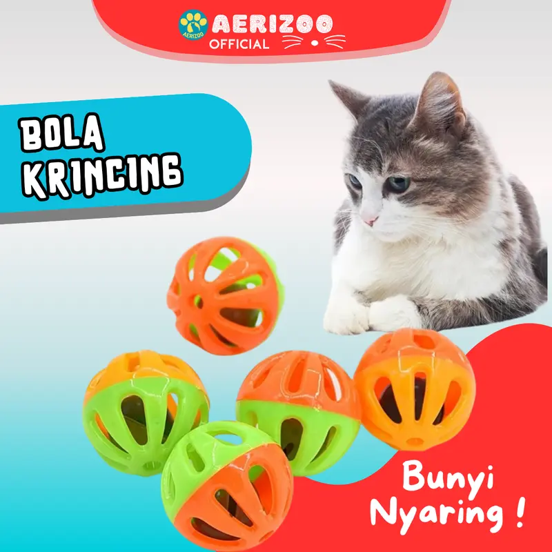 Mainan Bola Kucing Lonceng Krincing Ukuran 4cm Aerizoo 0