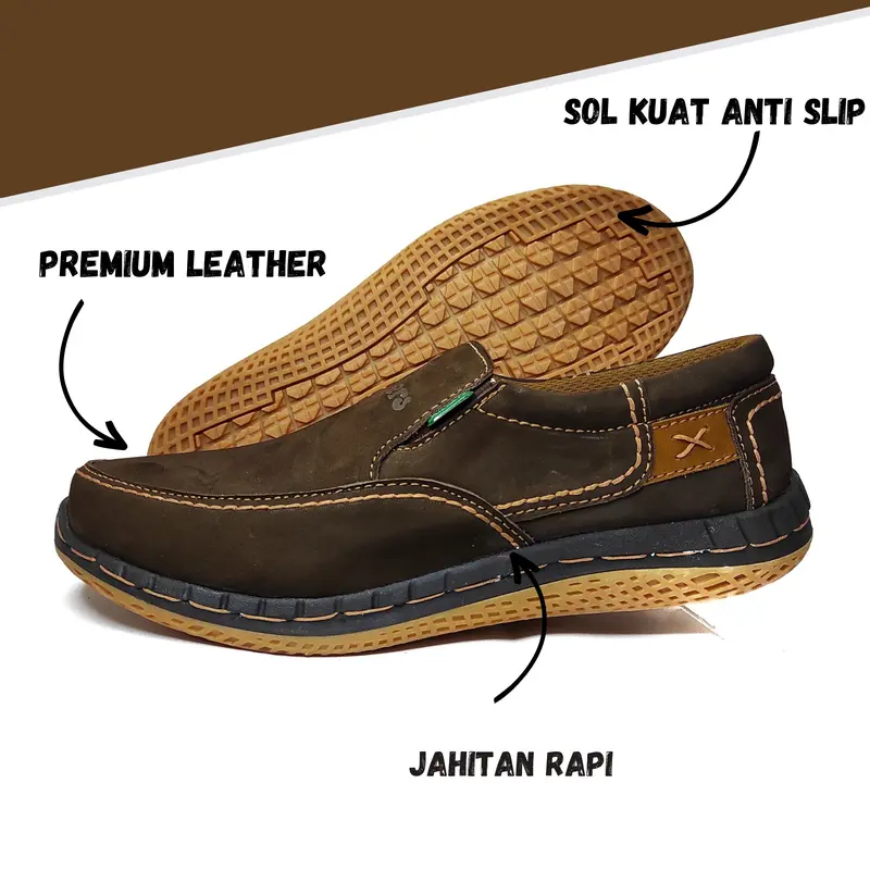 Sepatu Kasual Casual Sneakers Pria Bahan Kulit Sapi Keren Trendy Murah 6