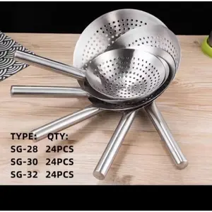 Serokan masak gorengan stainless TEBAL ANTI KARAT KUALITAS PREMIUM ukuran 32cm 30cm 28cm / serok bawang jumbo/ saringan bolong minyak restaurant / peniris tiris mie ayam ukuran 28cm 30cm 32cm