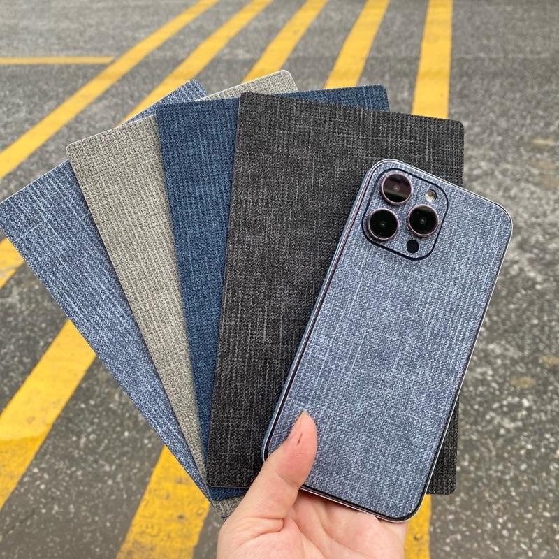 Skin Da 3M Vân Vải - Miếng Dán điện thoại cho các dòng Iphone và Android . Full lưng viền .