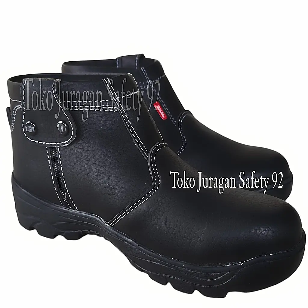 Sepatu Safety Resleting Ujung Besi Keselamatan Kerja Pabrik Proyek Bengkel Terlaris Ujung Besi Sol Anti Slip Sol Karet Safety Shoes King terbaik Termurah Hitam Boots