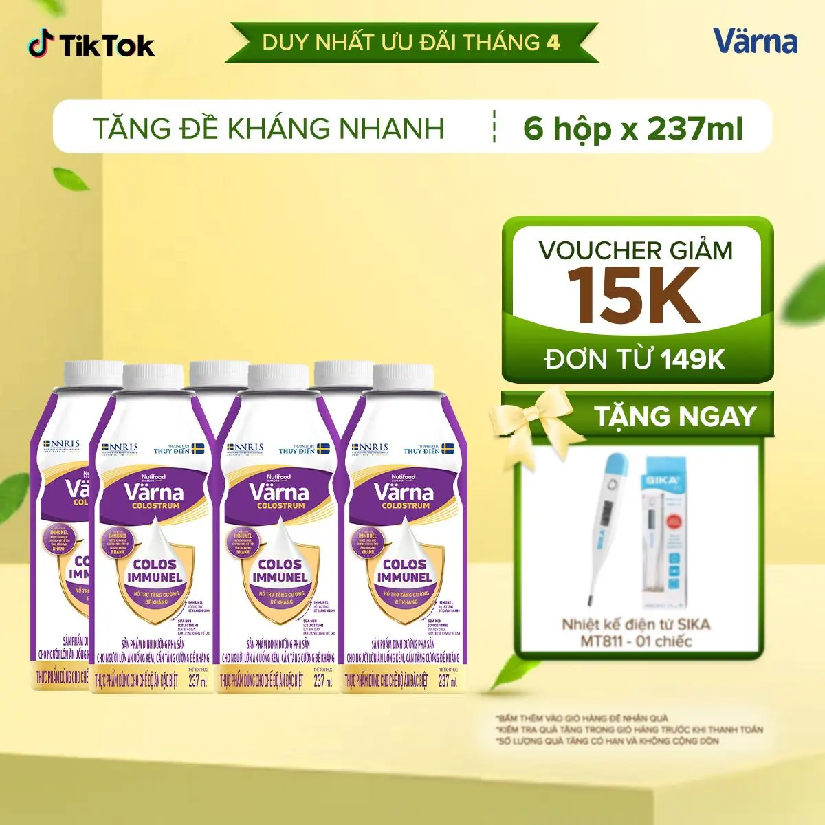 [LIVE] Lốc 6 Hộp Sữa Bột Pha Sẵn Varna Colostrum - Hỗ Trợ Tăng Đề Kháng Cho Người Lớn (6 x 237ml)
