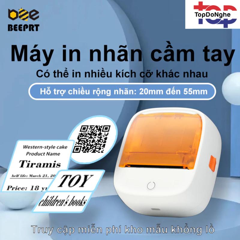 Máy in nhãn nhiệt mini BEEPRT B21 Bluetooth – Không cần mực hỗ trợ Android iOS khổ giấy 57mm pin 2500mAh có băng dính in nhãn tiện lợi