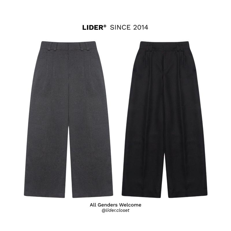 Quần Tây Khaki Ống Rộng Unisex LIDER Watson Wide Leg Trousers - Black/Grey