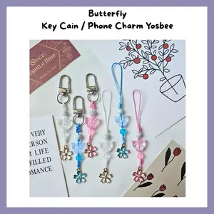 Yosbee Gantungan Kunci Butterfly Key Chain Bag Charm Kupu-Kupu Korean Phonecharm Simple Aestetic Aksesoris Wanita Warna Pastel Keychain