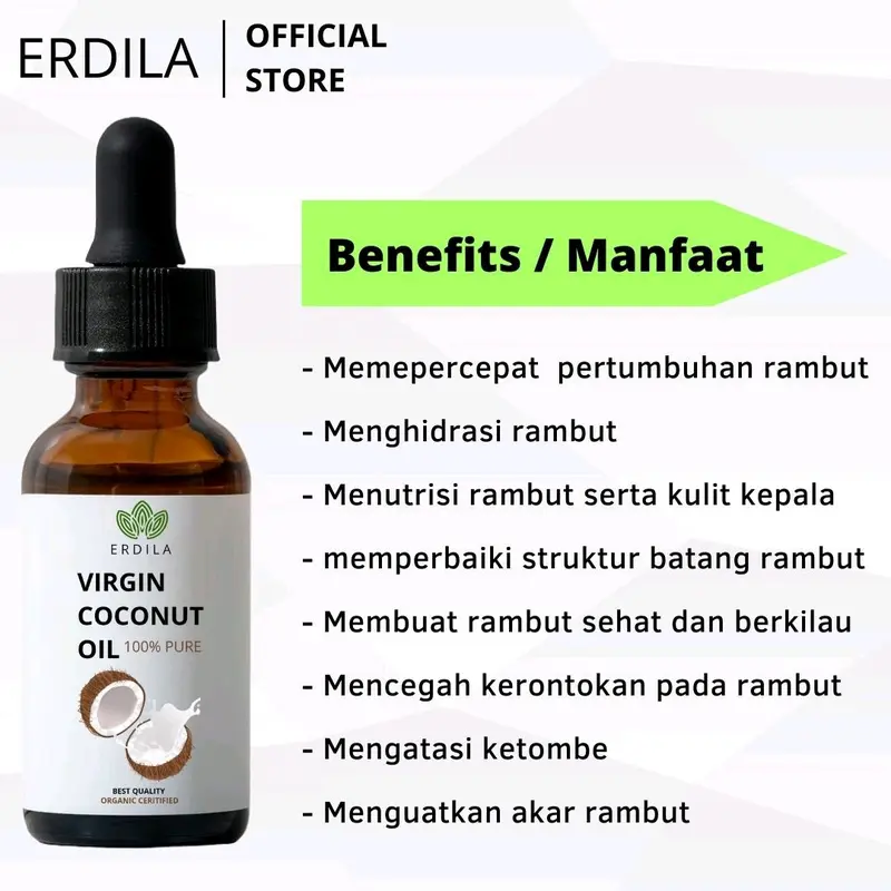 VCO Virgin Coconut Oil 100% PURE serum melebatkan & melembutkan/menghaluskan rambut Perawatan Kering Haircare 2