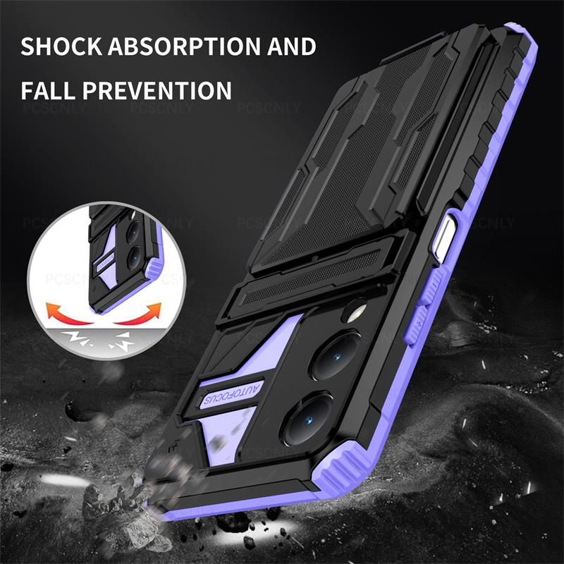 Product Introduction of Card Holder Phone Case For VIVO Y17S Casing Shockproof Armor Stand Hard Back Cover Multifunctional 4