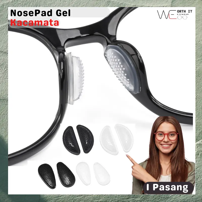 Nosepad Gel Grid Anti Slip Silikon Kacamata Pencegah Turun - 1 Pasang - Hitam, Frame
